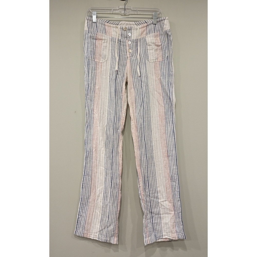 Sundance Catalog Striped High Waist Cotton Pants Small